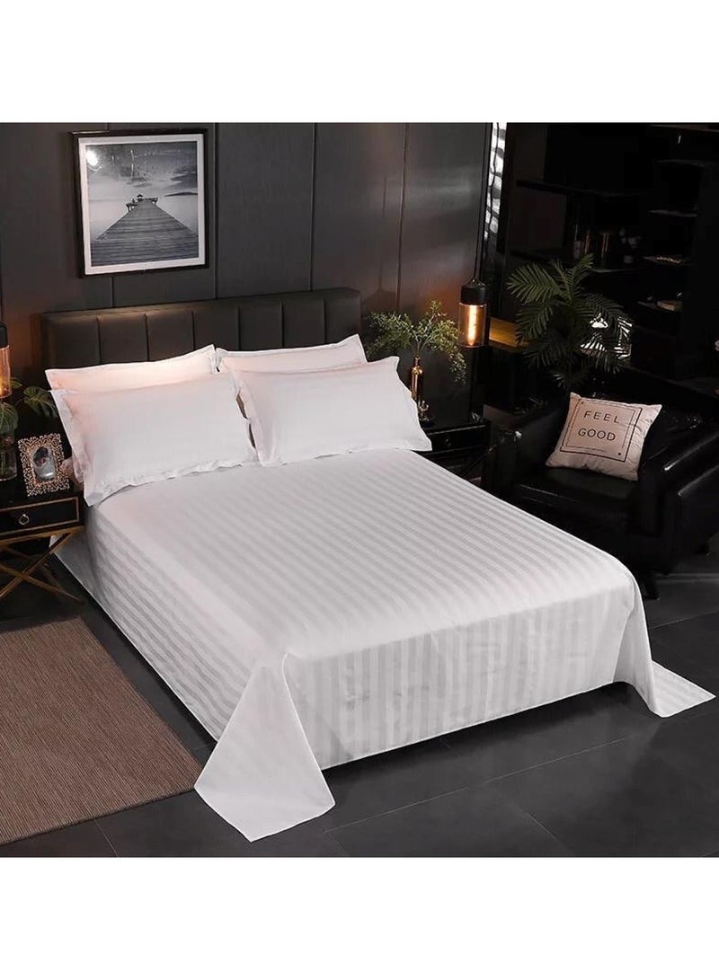 Plush Polyester Double Size Bedsheet Stripes- 230 x 240cm Luxurious Comfort for Double Beds