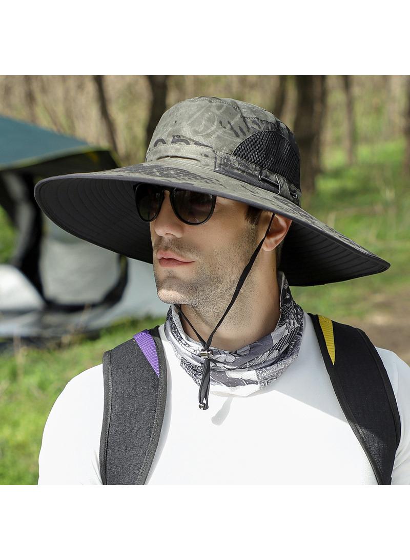 Outdoor Windproof Quick Drying Breathable Sunscreen Fishing Sunshade Mountaineering Large Eaves Folding Fisherman Hat