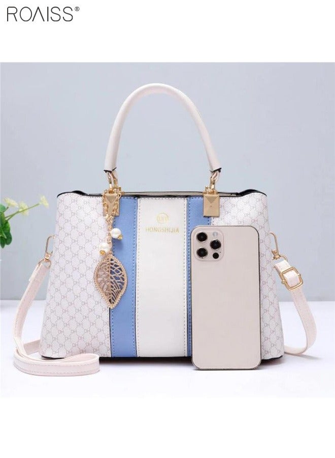 Women's Fashionable Checkered Crossbody Bag Pu Leather Handbag With Exquisite Pendant Accessories