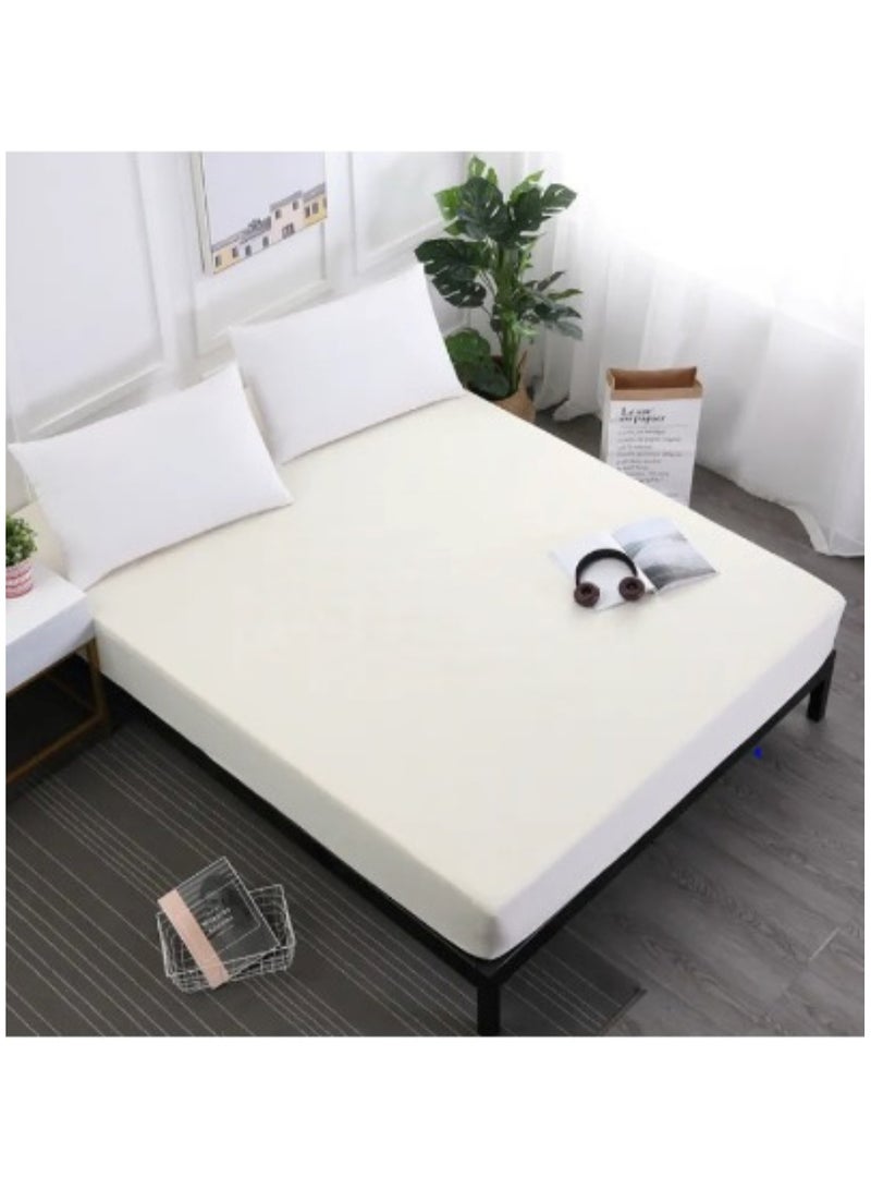 Plush Polyester Double Fitted Bed Sheet - 200x200 cm for Comfort and Style