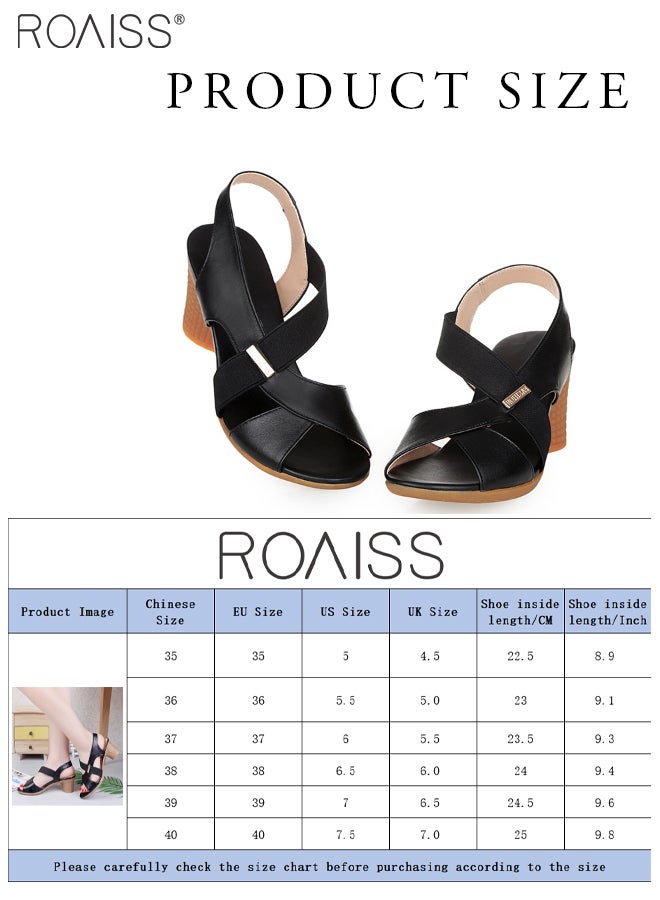 Fashionable And Versatile Open Toe High Heel Sandals For Women'S Daily Commuting Thick Heel Elastic Band Summer Fish Mouth Sandals