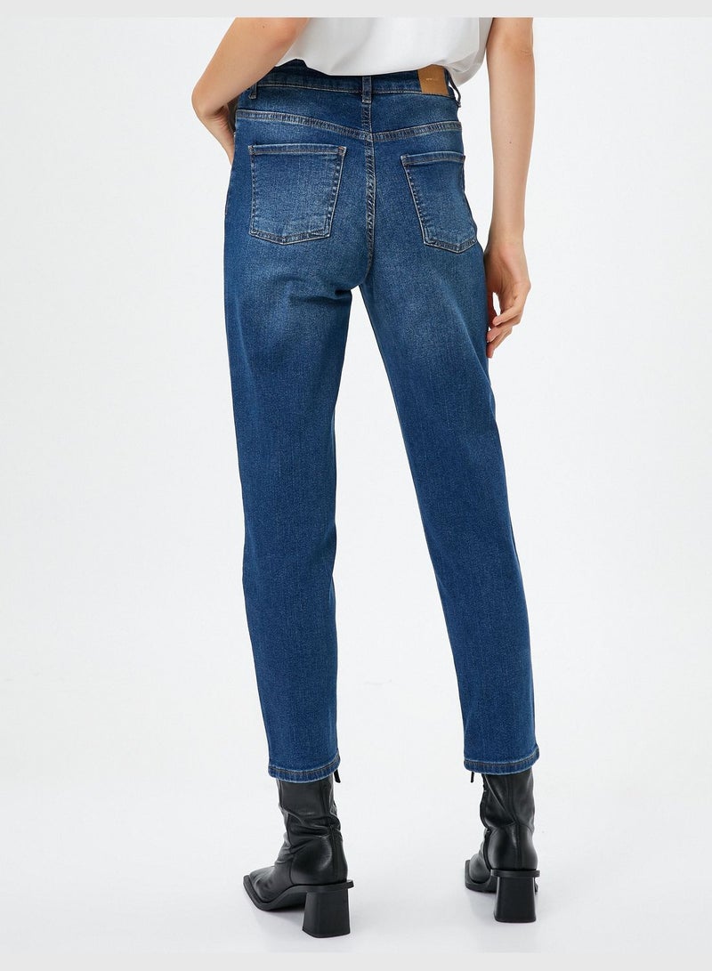 High Rise Skinny Leg Denim Trousers - Slim Mom Jean