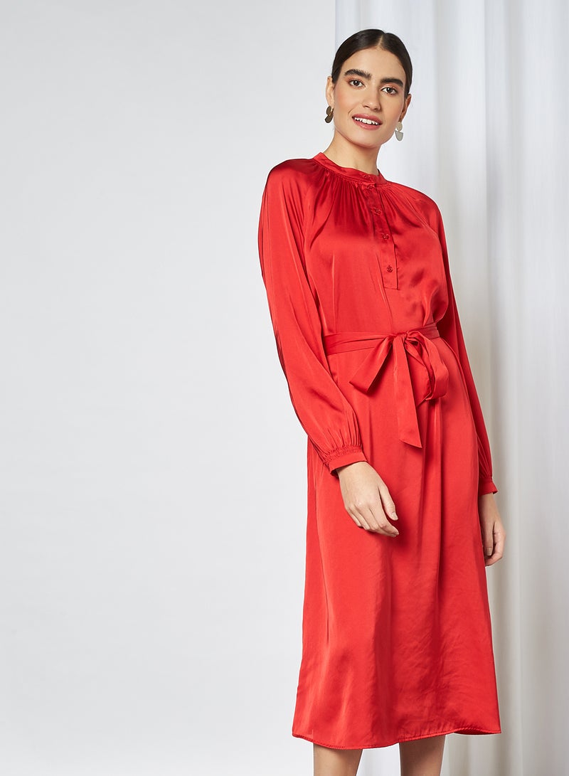 Belted Dress True Red