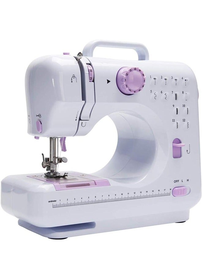 Mini Electric Sewing Machine 12 Types of Different Points Automatic Sewing with Light Hidden Drawer