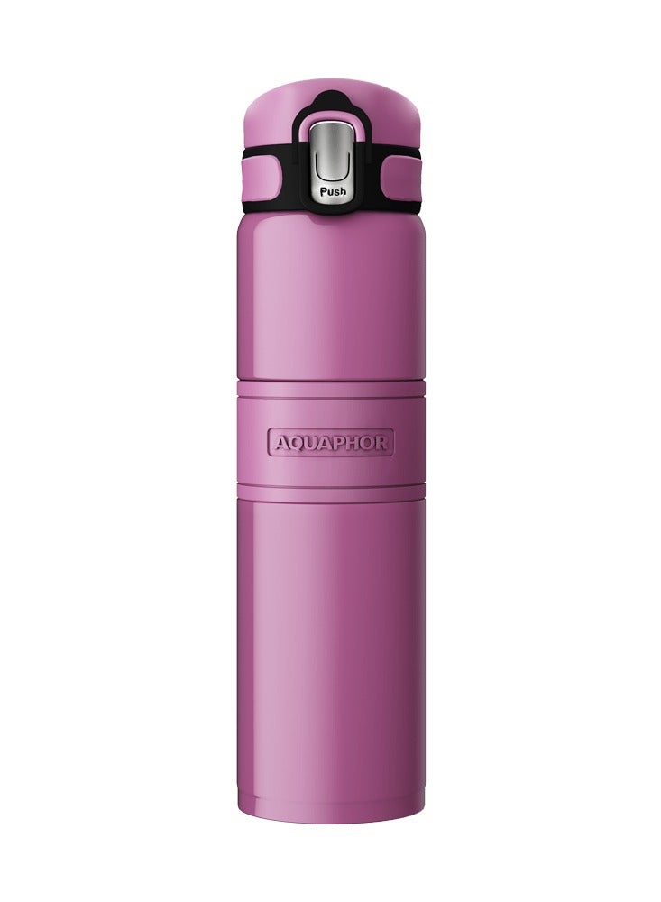 Double Wall Stainless Steel Thermo Bottle, 480ml Insulated Water Bottle, Keeps Drinks Hot or Cold up to 6 Hours, Leak-Proof Lid, Non-Slip Silicone Finish, Durable Travel Flask for Office, Gym & Outdoor Use (Pink)