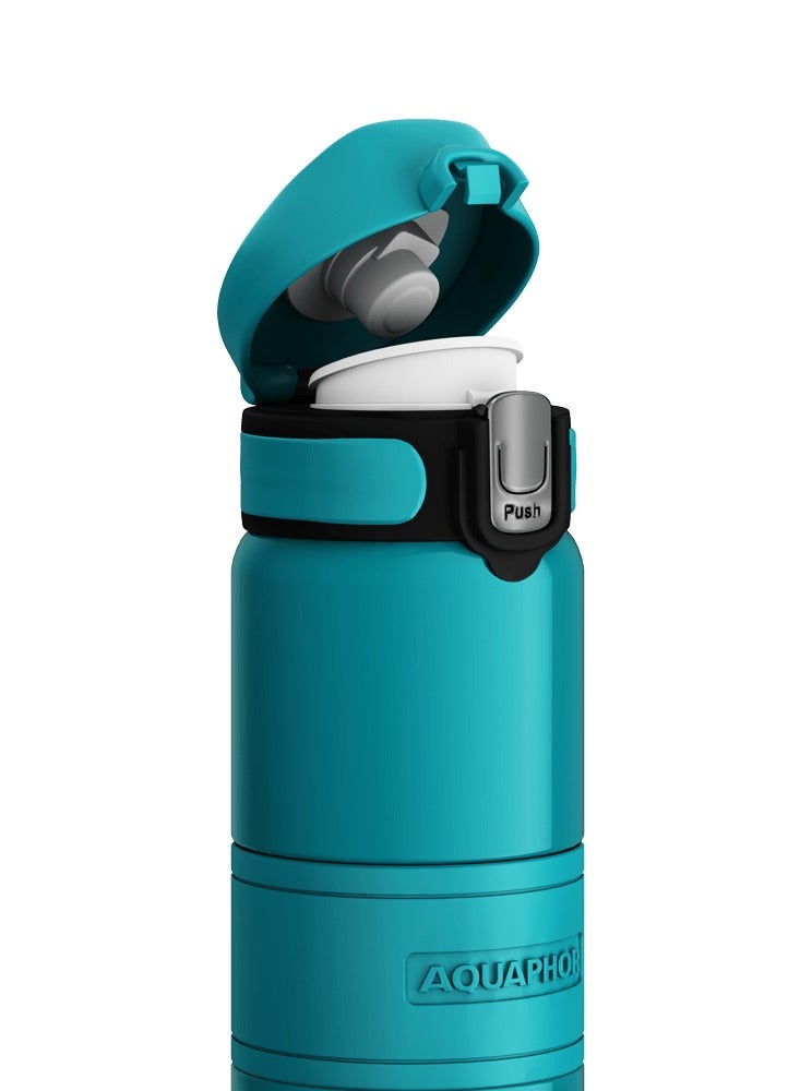 Double Wall Stainless Steel Thermo Bottle, 480ml Insulated Water Bottle, Keeps Drinks Hot or Cold up to 6 Hours, Leak-Proof Lid, Non-Slip Silicone Finish, Durable Travel Flask for Office, Gym & Outdoor Use (Teal)