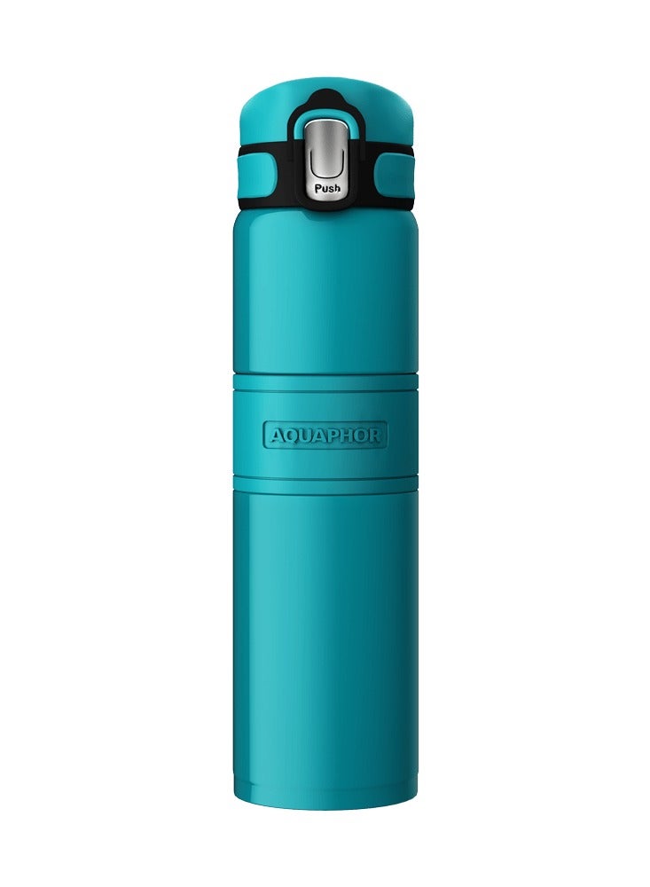 Double Wall Stainless Steel Thermo Bottle, 480ml Insulated Water Bottle, Keeps Drinks Hot or Cold up to 6 Hours, Leak-Proof Lid, Non-Slip Silicone Finish, Durable Travel Flask for Office, Gym & Outdoor Use (Teal)