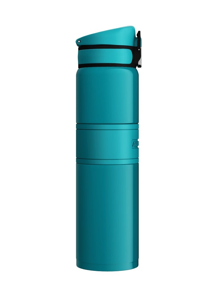 Double Wall Stainless Steel Thermo Bottle, 480ml Insulated Water Bottle, Keeps Drinks Hot or Cold up to 6 Hours, Leak-Proof Lid, Non-Slip Silicone Finish, Durable Travel Flask for Office, Gym & Outdoor Use (Teal)
