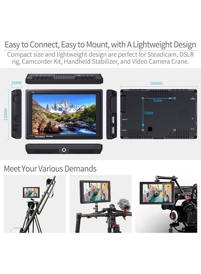 FEELWORLD FW279 7 INCH ULTRA BRIGHT 2200NIT DAYLIGHT VIEWABLE DSLR CAMERA FIELD MONITOR 4K HDMI