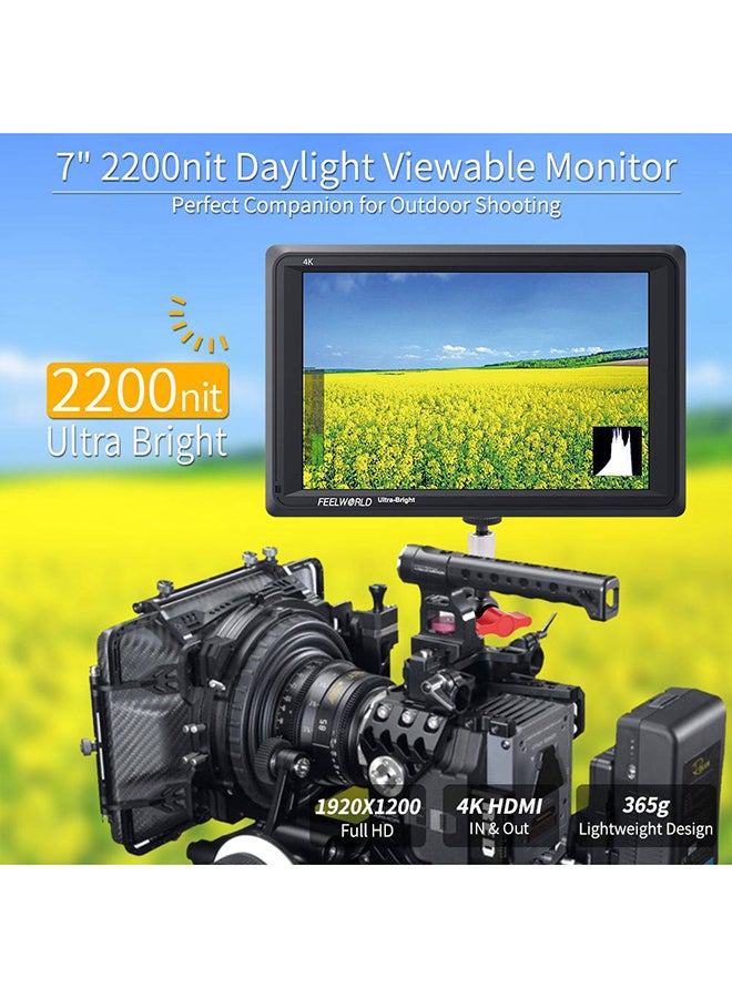 FEELWORLD FW279 7 INCH ULTRA BRIGHT 2200NIT DAYLIGHT VIEWABLE DSLR CAMERA FIELD MONITOR 4K HDMI