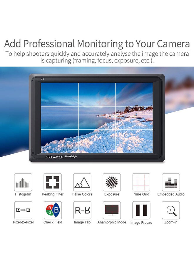 FEELWORLD FW279 7 INCH ULTRA BRIGHT 2200NIT DAYLIGHT VIEWABLE DSLR CAMERA FIELD MONITOR 4K HDMI