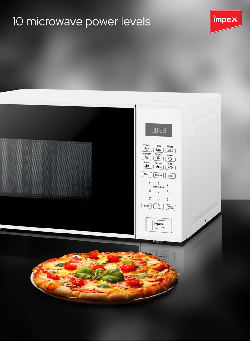 30L Digital Microwave Oven Stylish Push Button Glass Door Multiple Cooking Menus 30 L 900 W MO 8102A White