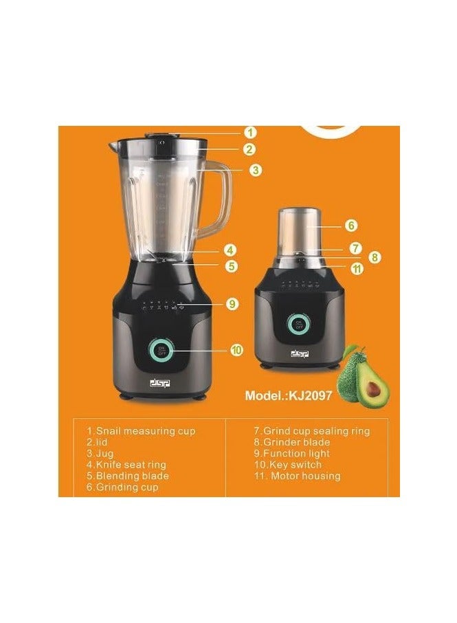 DSP KJ2097 2 in 1 electric blender and grinder