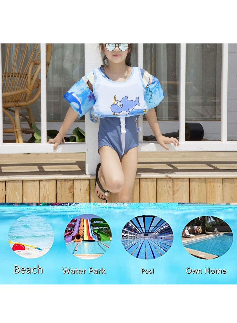 Toddler Swim Vest Kids Water Wings Arm Floaties for 30-50 Pounds Infant Safety Swim Aid Jumper Inflatable Swim Arm Bands Float Sleeves Swimming Armbands for Sea/Pool/Beach/Training (Whale)