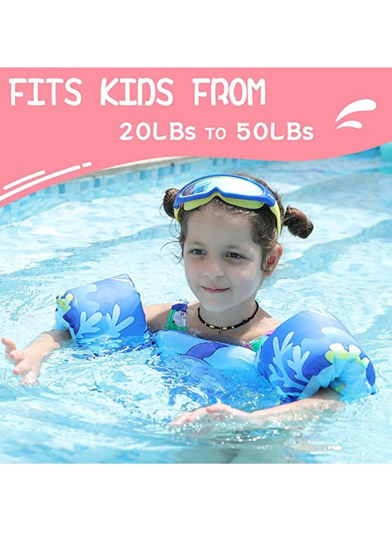 Toddler Swim Vest Kids Water Wings Arm Floaties for 30-50 Pounds Infant Safety Swim Aid Jumper Inflatable Swim Arm Bands Float Sleeves Swimming Armbands for Sea/Pool/Beach/Training (Little Blue shark)