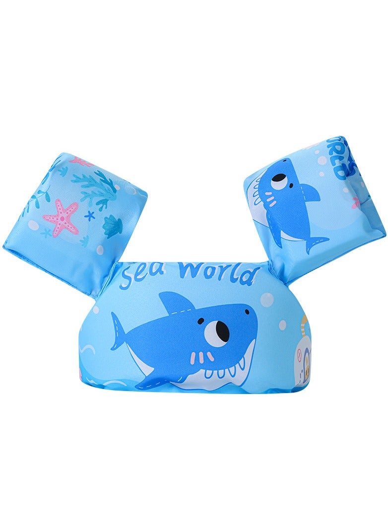 Toddler Swim Vest Kids Water Wings Arm Floaties for 30-50 Pounds Infant Safety Swim Aid Jumper Inflatable Swim Arm Bands Float Sleeves Swimming Armbands for Sea/Pool/Beach/Training (Little Blue shark)