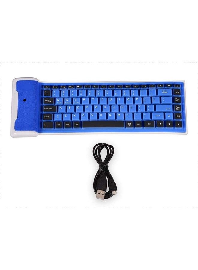 Portable Waterproof Mini Wireless Bluetooth Keyboard Foldable For Laptop Pc Phone(Blue)