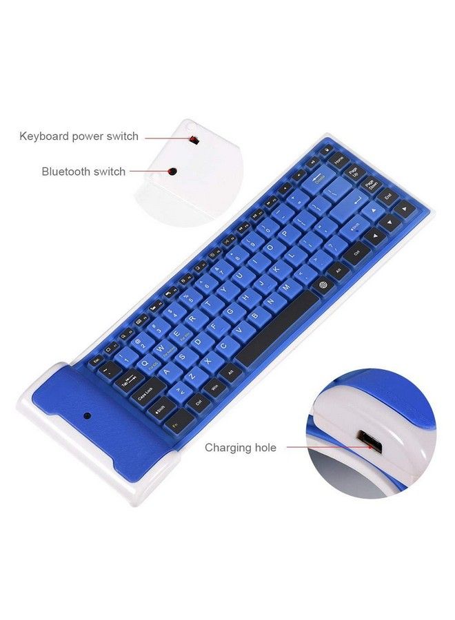 Portable Waterproof Mini Wireless Bluetooth Keyboard Foldable For Laptop Pc Phone(Blue)