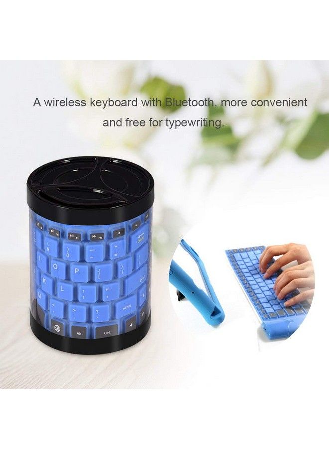 Portable Waterproof Mini Wireless Bluetooth Keyboard Foldable For Laptop Pc Phone(Blue)