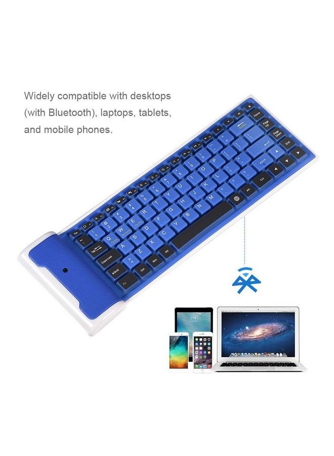 Portable Waterproof Mini Wireless Bluetooth Keyboard Foldable For Laptop Pc Phone(Blue)