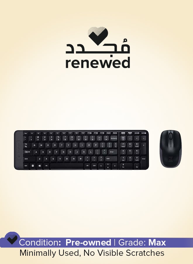 Renewed - Space-Saving Wireless Keyboard And Mouse Combo Black
