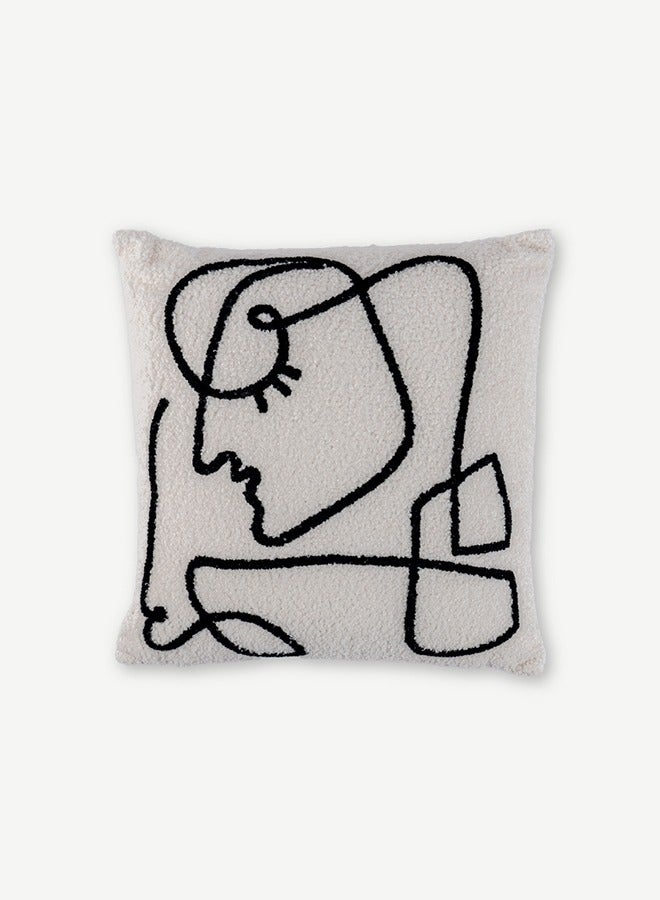Sadler Embroidered Filled Cushion -Ivory