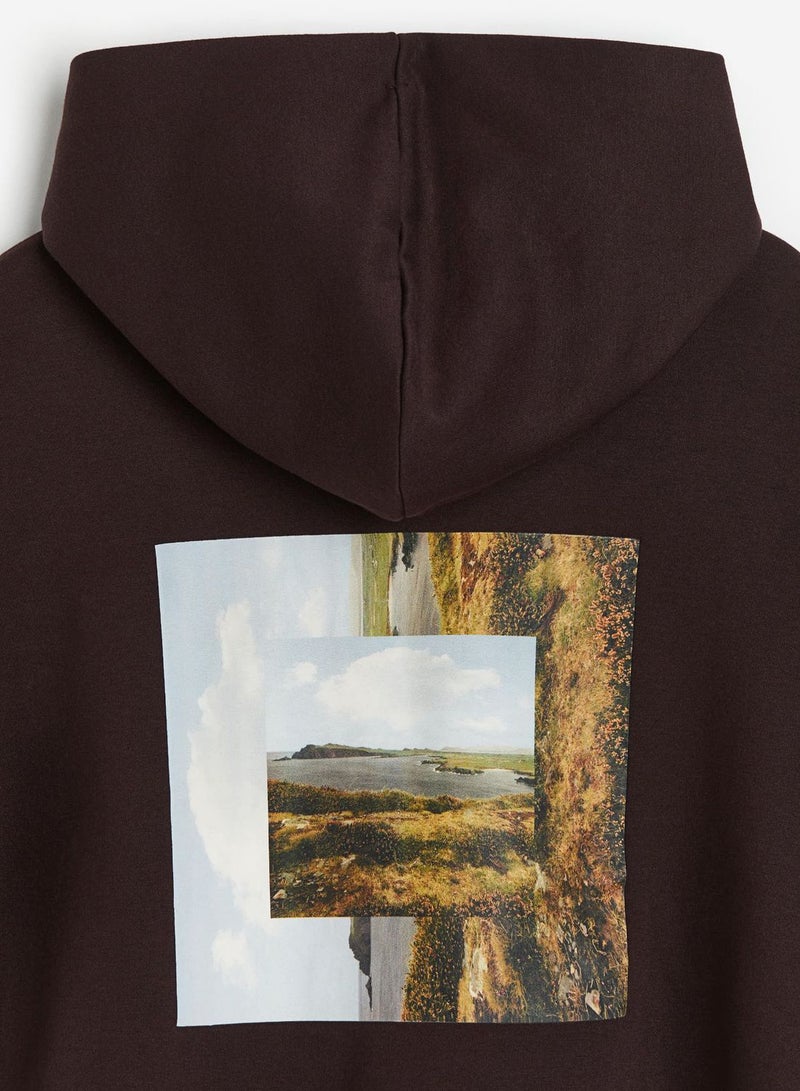 Text Print Relaxed Fit Hoodie