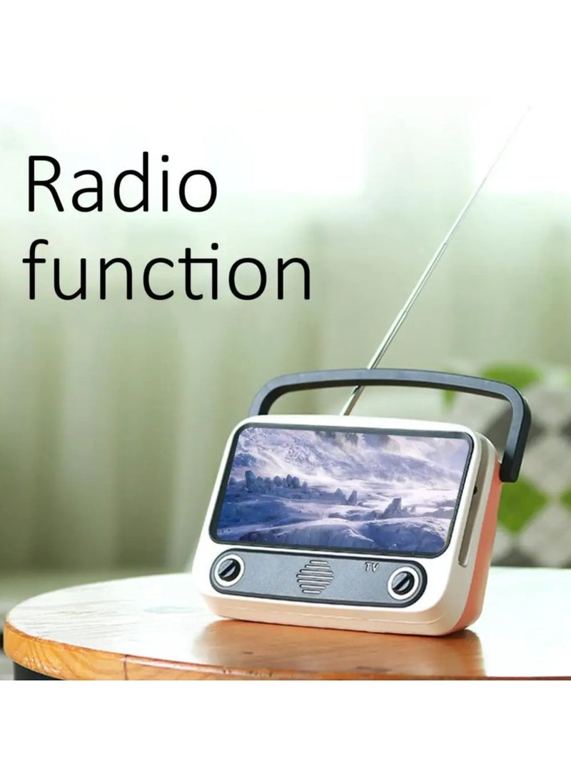 DAB/DAB+ FM Digital Radio Portable Mini Retro TV FM Radio with Bluetooth 5.0 Phone Holder and Loudspeakers Home Theatre Party Music Player
