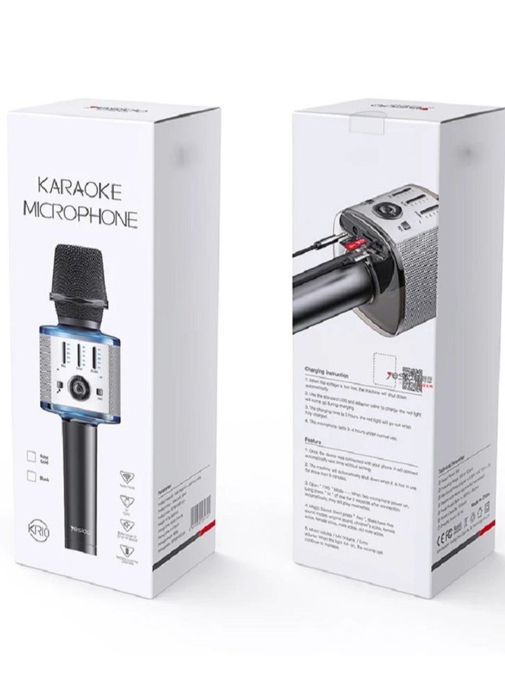 Melody Magic Unleashed: Portable Handheld Rechargeable Karaoke Microphone with Wireless Bluetooth Connectivity and Stereo Sound - Perfect for Home Celebrations and Birthday Parties