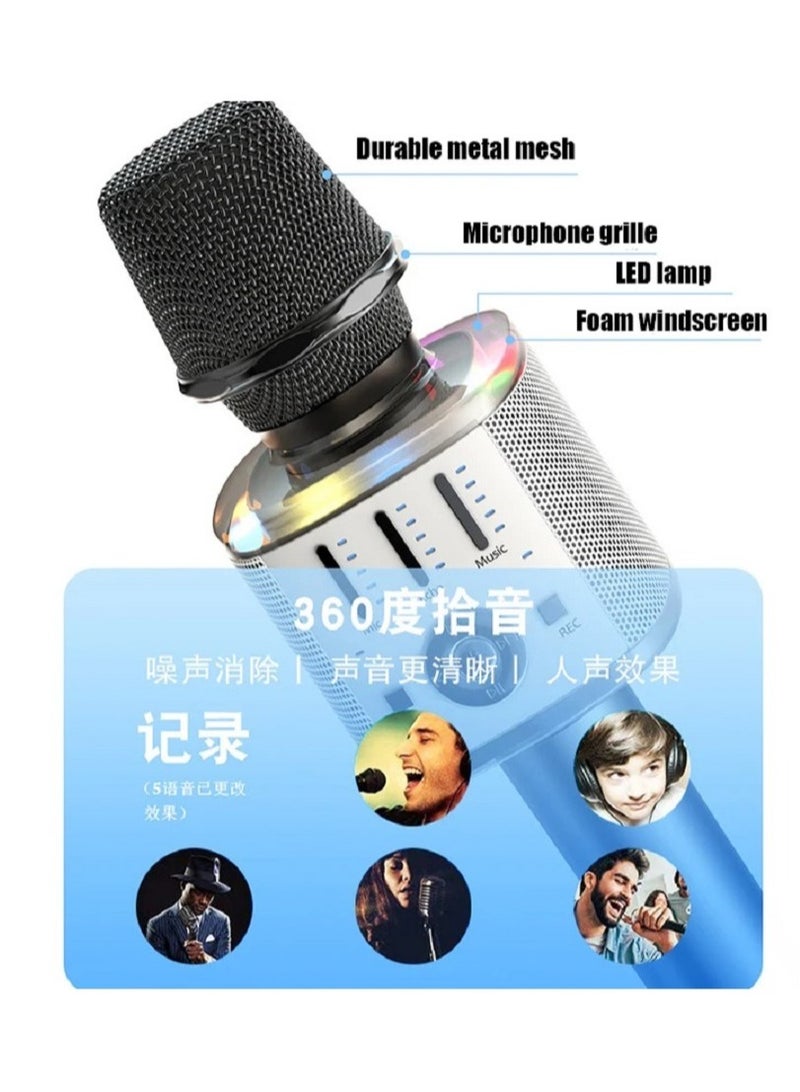 Melody Magic Unleashed: Portable Handheld Rechargeable Karaoke Microphone with Wireless Bluetooth Connectivity and Stereo Sound - Perfect for Home Celebrations and Birthday Parties