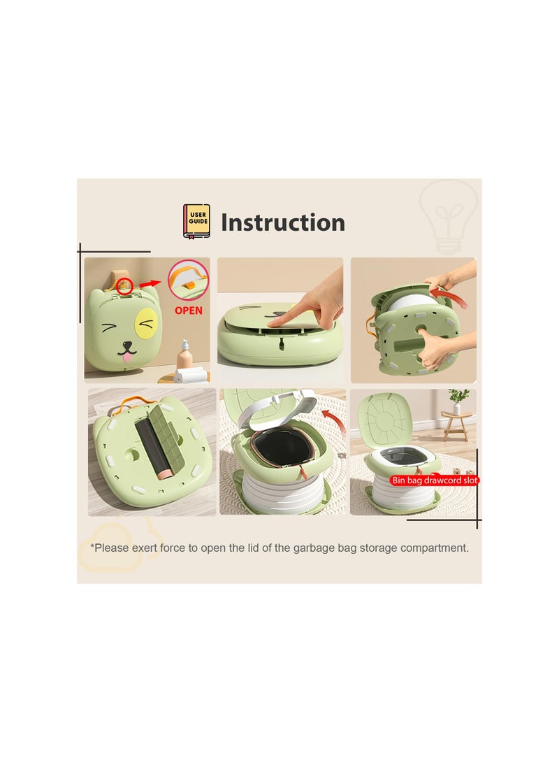 Portable Potty, for Toddler Travel Foldable Potty Training Toilet, Kids Boys&Girls Training Toilet Seatfor Car Camping Indoor Outdoor Bathroom for Boys Girls Baby Kids Children (Green)