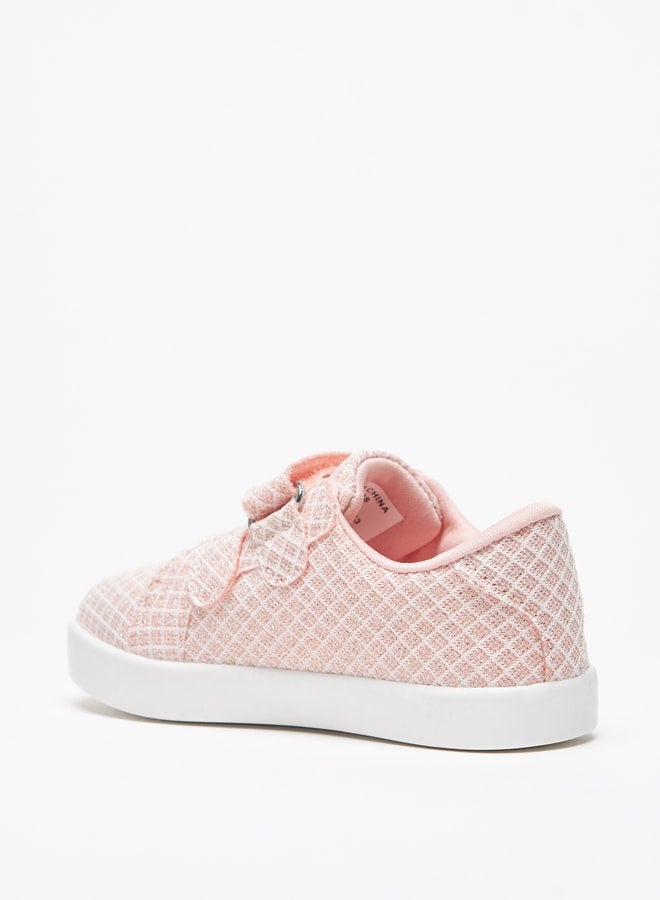 Girl's Textured Casual Sneakers Shoes With Hook And Loop Closure Ramadan Collection