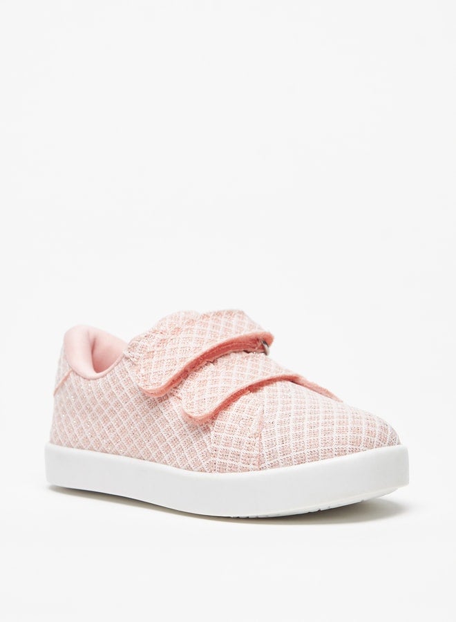 Girl's Textured Casual Sneakers Shoes With Hook And Loop Closure Ramadan Collection