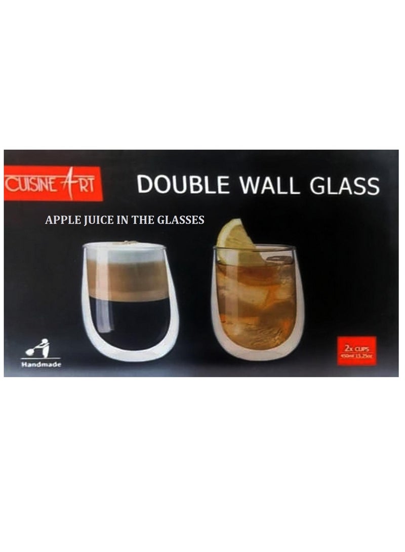 Double Wall Glass Cup 2Pcs 450Ml