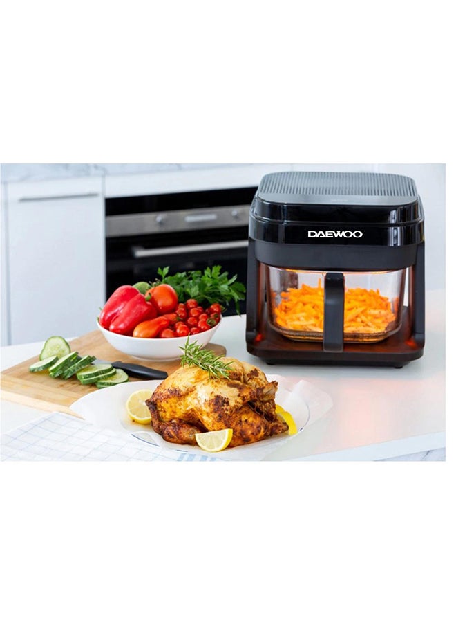 Air Fryer, With Digital Panel, Glass Bowl And Rapid Hot Air Circulation For Frying, Grilling, Broiling, Roasting, And Baking - 2 Years Warranty 5.5 L 1200 W DAF 55GT Black