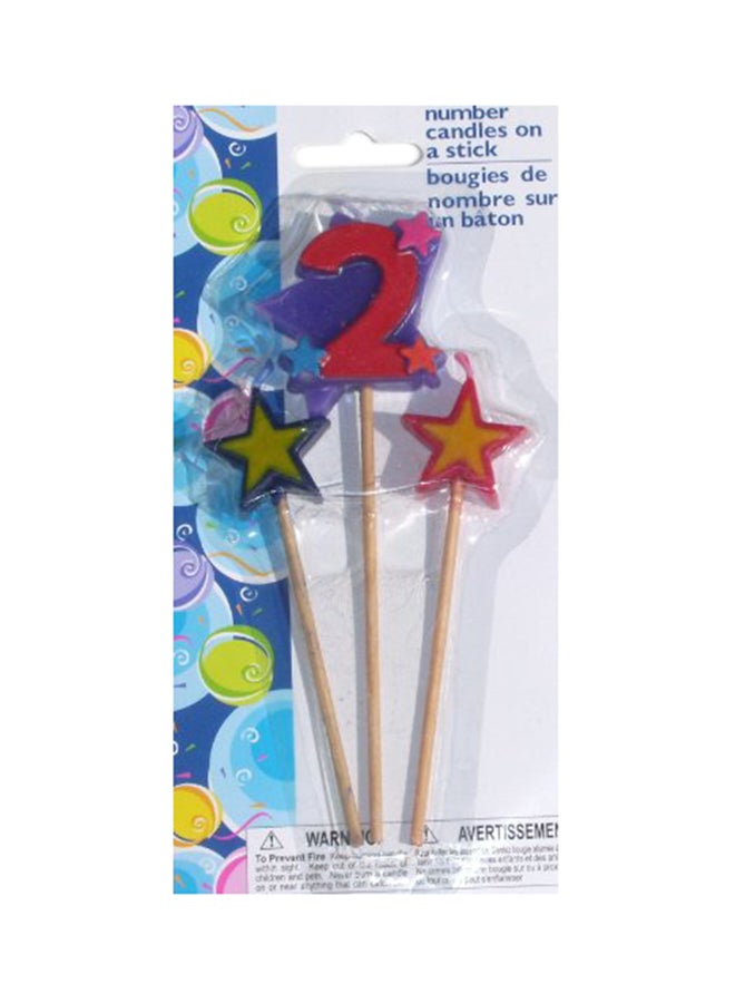 3-Piece Number Birthday Cake Candles/Toppers/Decorations Kit