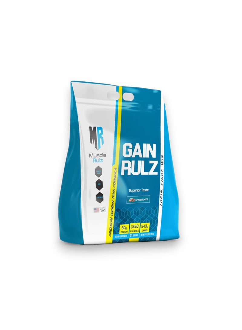 Gain Rulz, Premium Weight Gain Formula, Chocolate Flavour, 16 Lbs