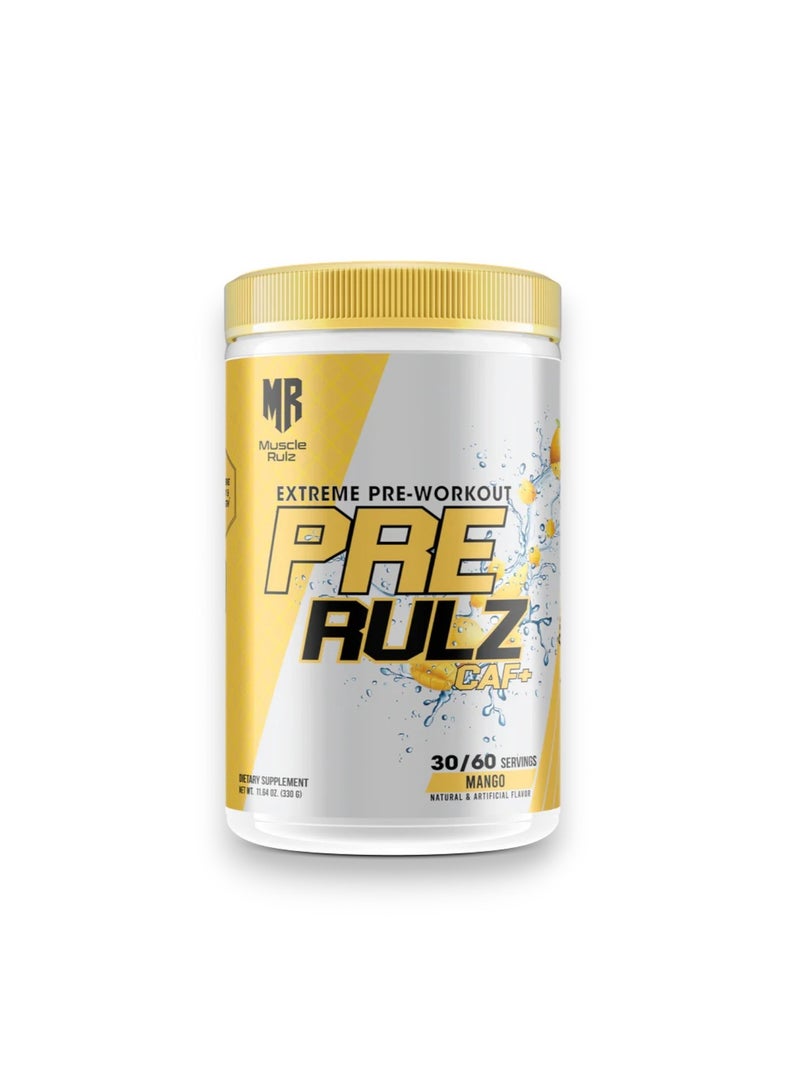 Pre Rulz  Caf+,  Extreame Pre-Workout, Mango Flavour, 330g