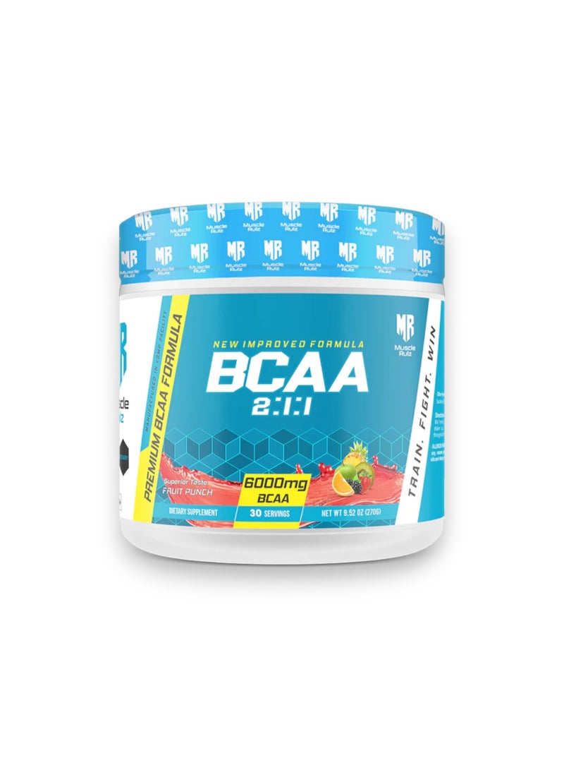 Premium BCAA Formula,  6000mg,  Fruit Punch  Flavour, 300gm