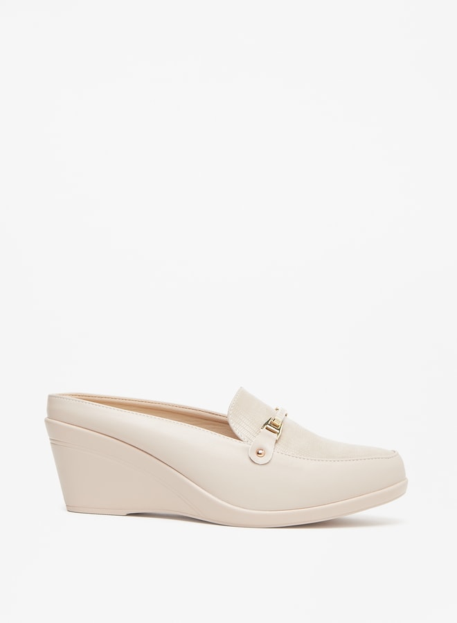 Women's Textured Slip-On Loafers with Wedge Heels