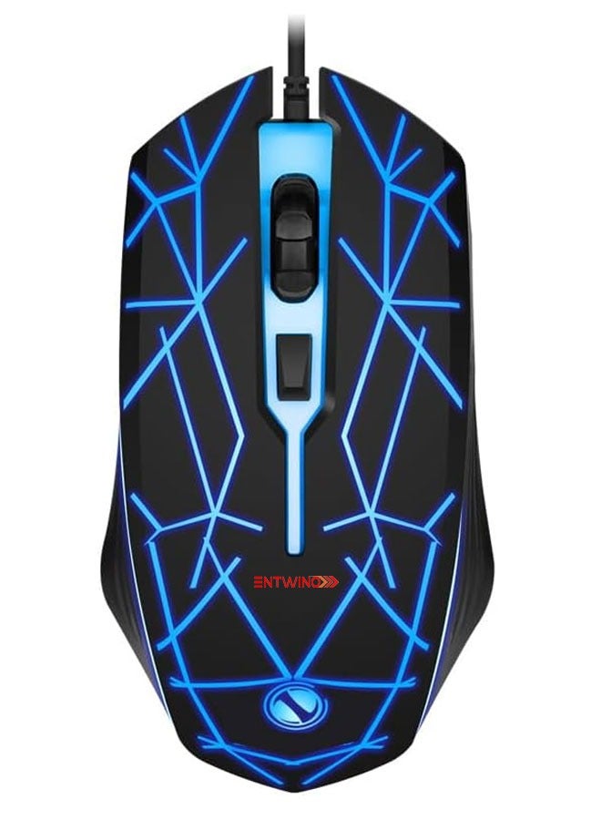 ENTWINO Dragon Gaming Mouse, DPI Button, 7 Colours Light, Metal Bottom Wired Optical Gaming Mouse