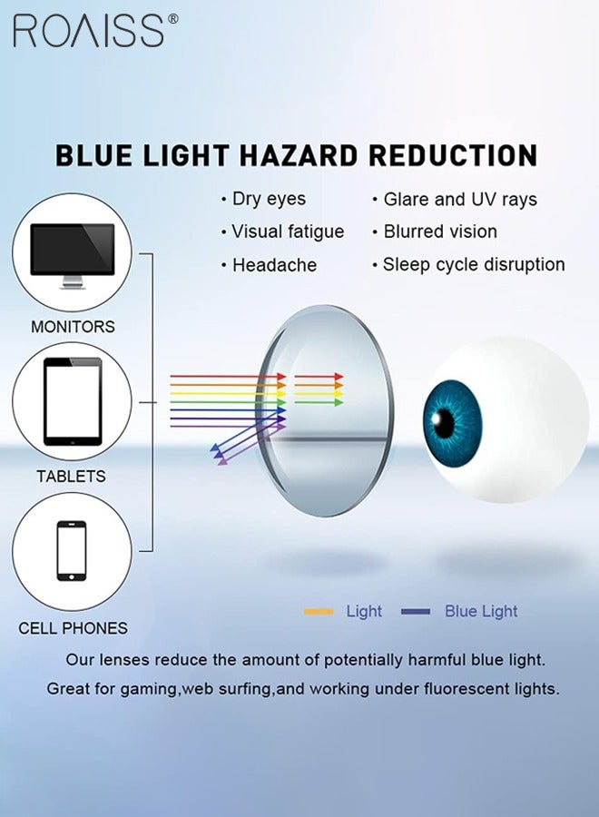 Retro Semi Rimless Blue Light Blocking Glasses Blue Light Filter Computer Reading Gaming TV Phones Square Eyeglasses Fashion Anti Eyestrain Headache Eyewear for Men Women Brown Gold 50mm