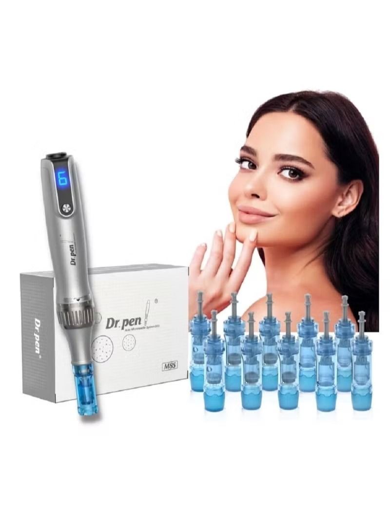 Dr. Pen M8S Microneedle Pen Cordless Beauty Pen Skincare Tools Set with 10pcs Replacement Cartridges