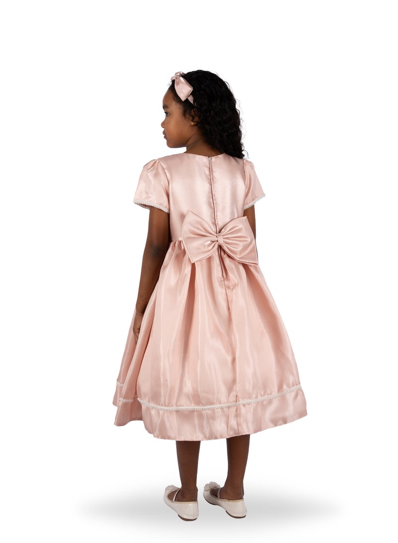 Charlotte Pink Dress Embrodery Lace with headband