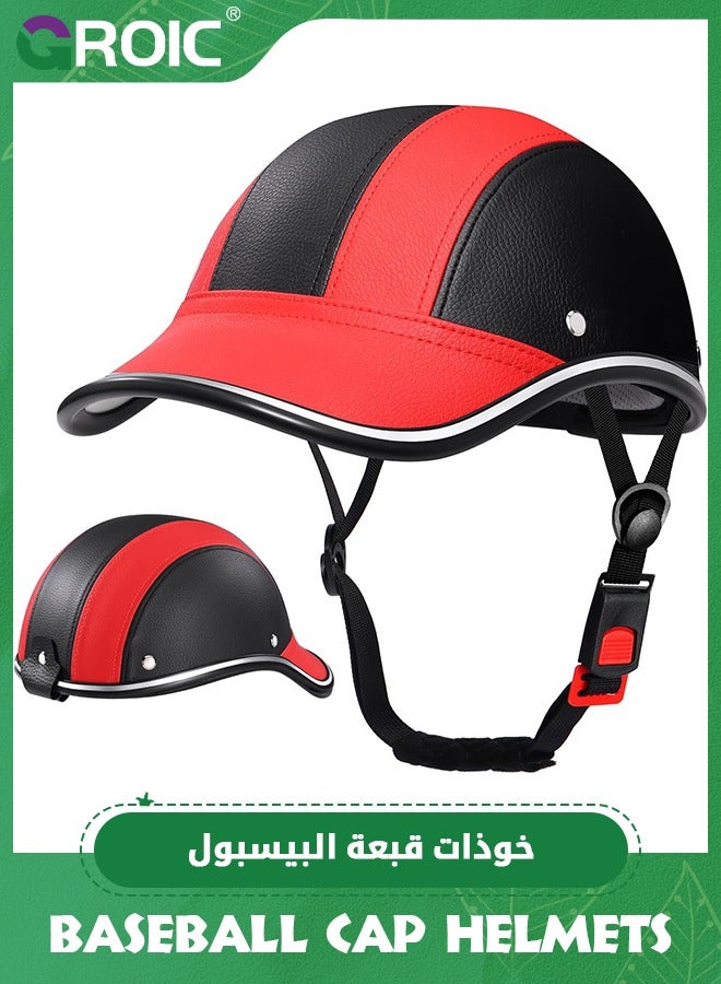 Bike Helmet for Adults, Baseball Helmets Bike Helmet, ABS Leather Cycling Safety Helmet with Adjustable Strap Urban Baseball Cap Style Bicycle Helmet for Men Women