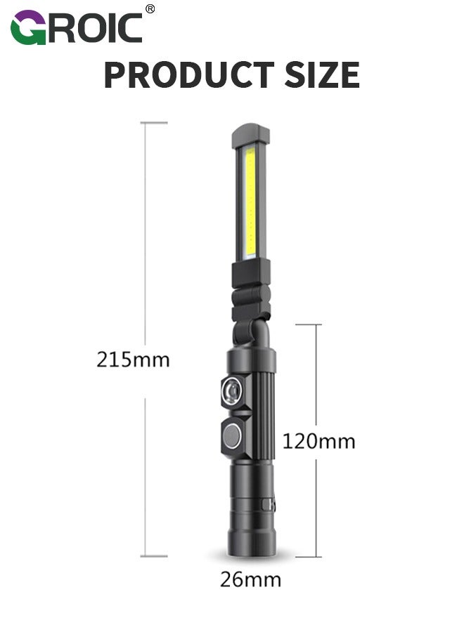 Work Light, Rechargeable LED Work Light 1100 Lumens Bright Magnetic Underhood Light 5 Modes, 360°Foldable & Rotate Portable Cordless Mechanic Flashlight for Car Repairing/Emergency/Garage