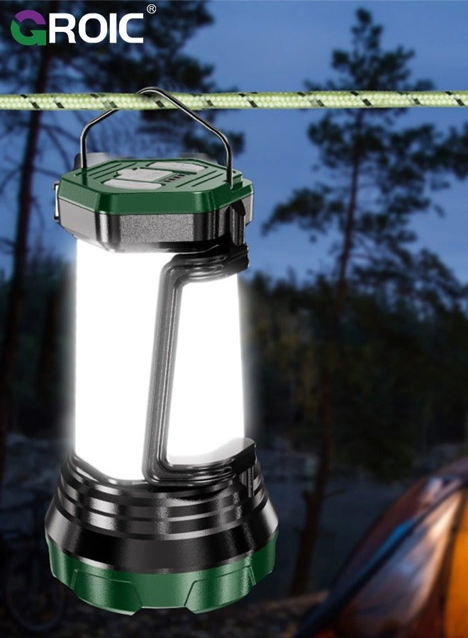 Portable LED Camping Lantern - Rechargeable Outdoor Flashlight, 6 Light Modes, 4000mAh Super Power Bank, Waterproof, for Hurricane Emergency, Hiking and Power Outages