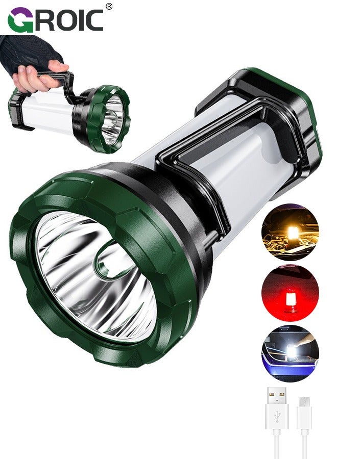 Portable LED Camping Lantern - Rechargeable Outdoor Flashlight, 6 Light Modes, 4000mAh Super Power Bank, Waterproof, for Hurricane Emergency, Hiking and Power Outages