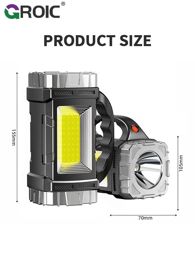 Bright Rechargeable Flashlight, Camping Lantern Rechargeable Lights, Portable Handheld Spotlight Searchlight 10000mAh with 7 Lights Modes, Waterproof Flashlight with USB Output Power Bank