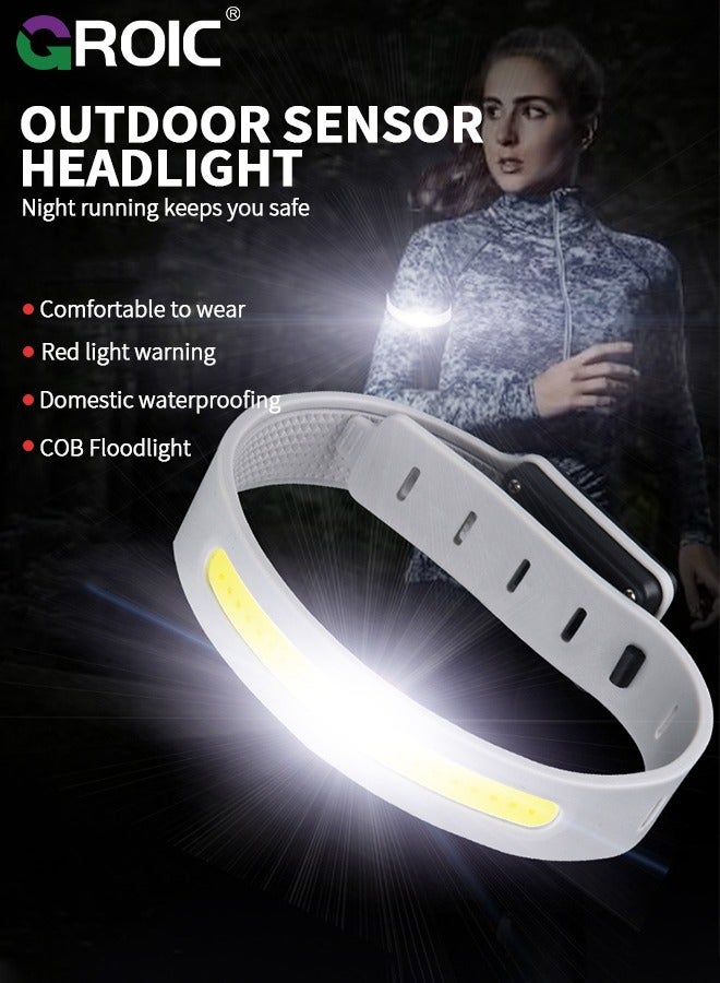 2 Pieces LED Armband Running Lights for Runners, USB Rechargeable Reflective Running Gear, Night Safety Light Up Band High Visibility for Running Jogging Cycling Hiking Night Walking